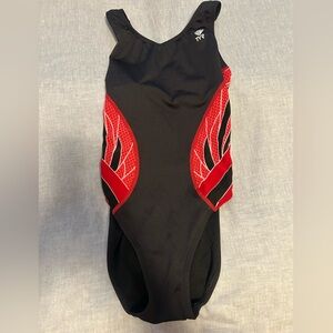 TYR Black and Red One Piece Swimwear